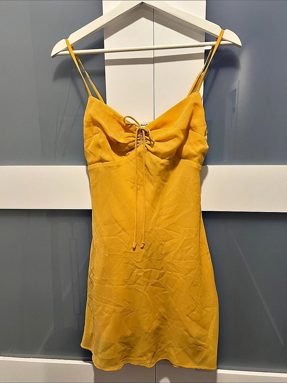 Abercrombie & Fitch Tie-Front Mini Dress Yellow Size Small